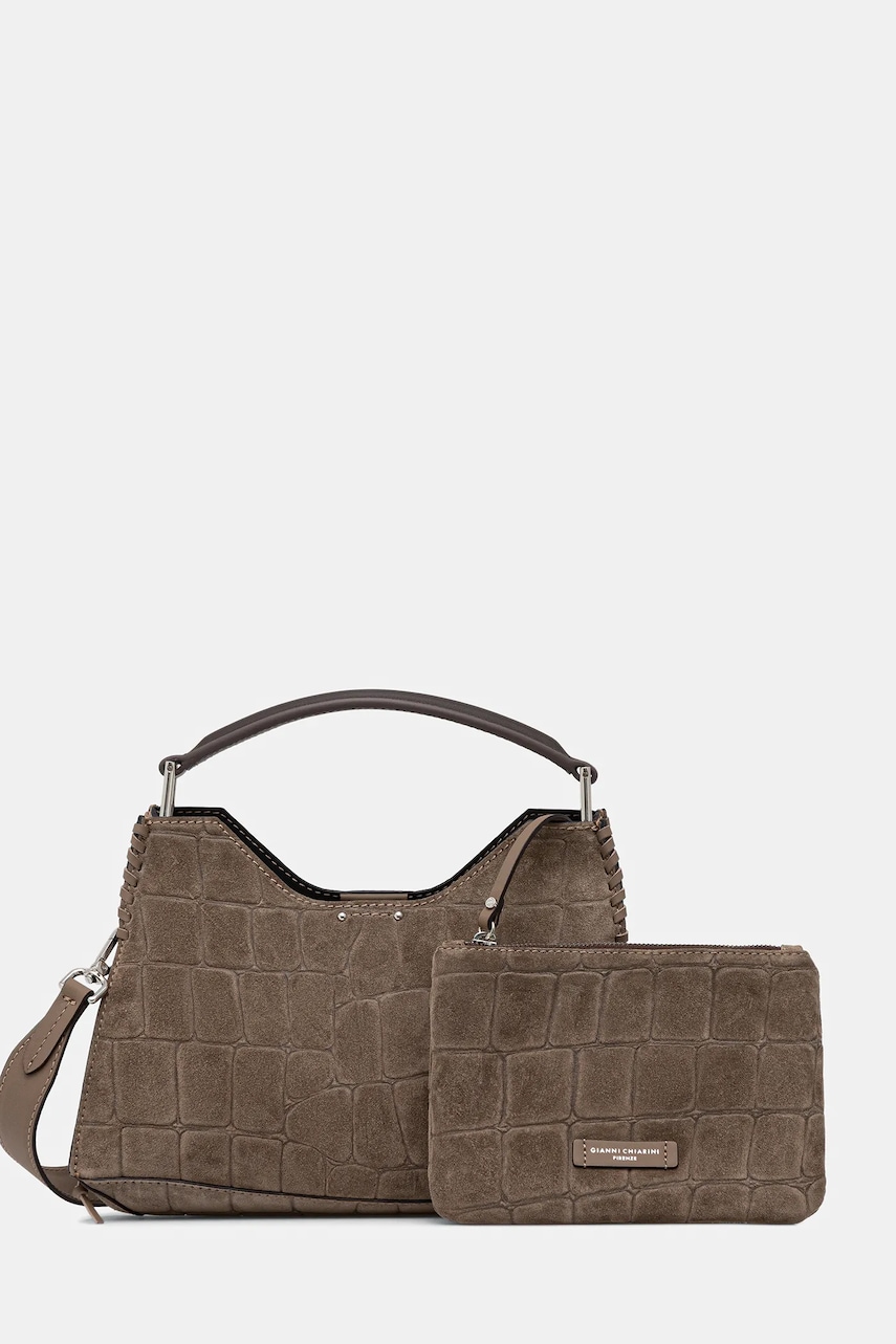 Gianni Chiarini geantă de mână din piele întoarsă AURORA culoarea maro, BS.11845.CM