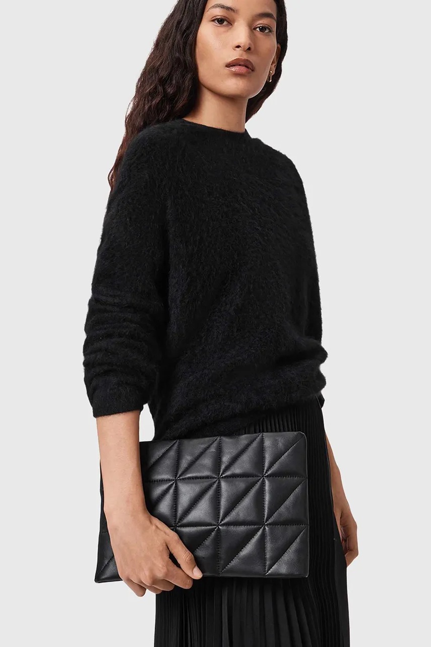 Δερμάτινη τσάντα ώμου AllSaints BETTINA χρώμα: μαύρο, W214XD φωτογραφία