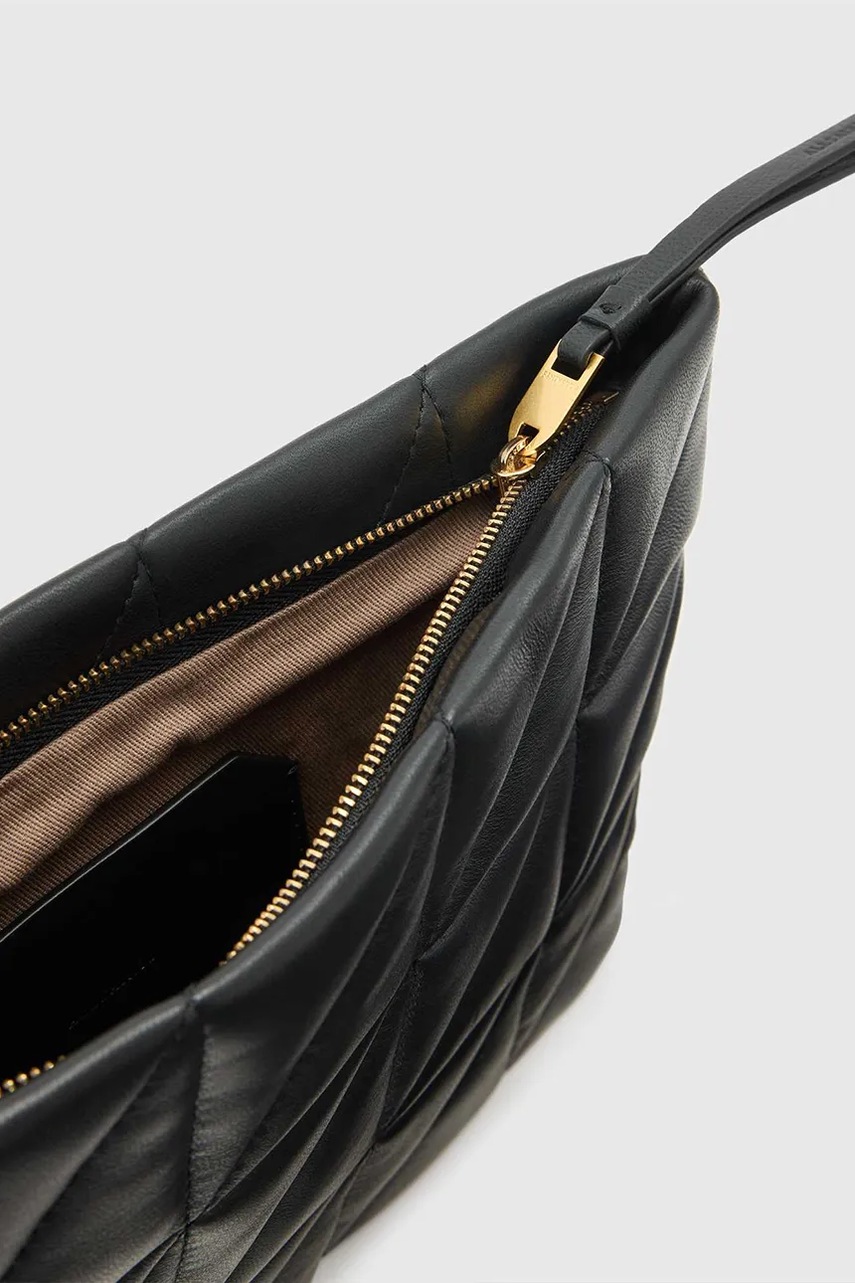 Δερμάτινη τσάντα ώμου AllSaints BETTINA χρώμα: μαύρο, W214XD φωτογραφία