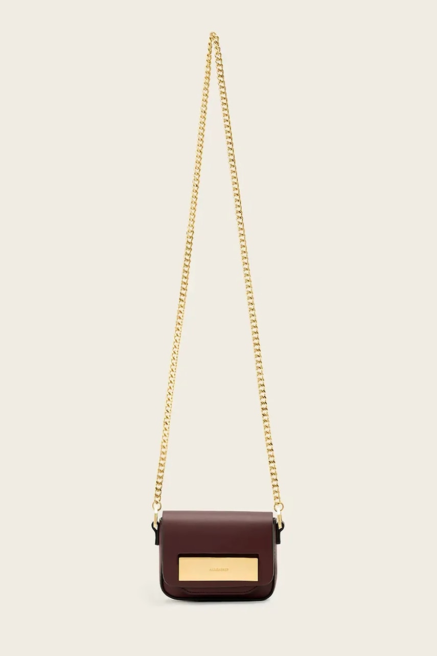 AllSaints poșetă de piele ETTA culoarea bordo, W340XD