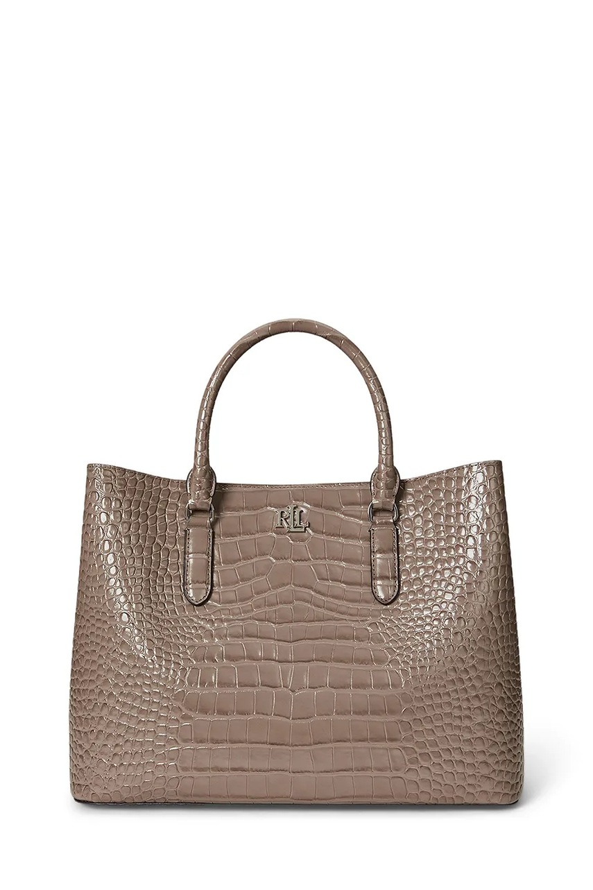 Levně Kožená kabelka Lauren Ralph Lauren hnědá barva, 431942189