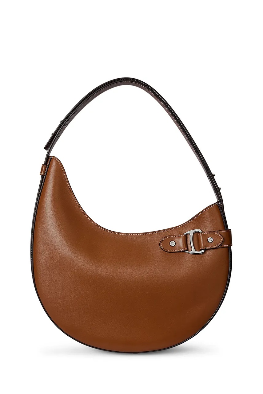 Levně Kožená kabelka Lauren Ralph Lauren hnědá barva, 431980156