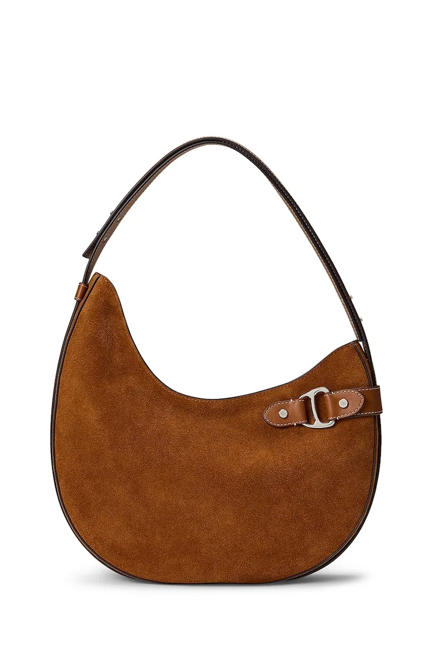 Levně Semišová kabelka Lauren Ralph Lauren hnědá barva, 431980157