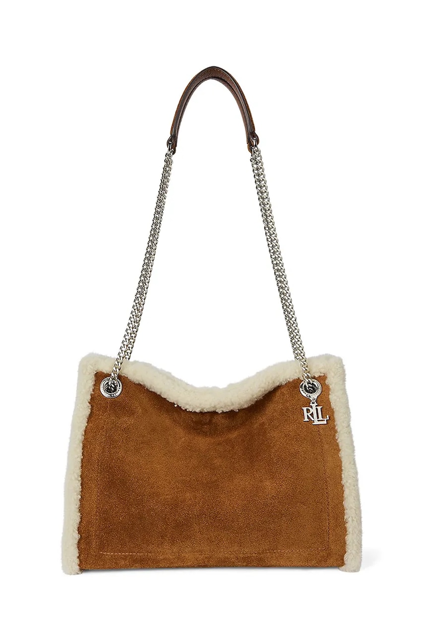 Levně Semišová kabelka Lauren Ralph Lauren hnědá barva, 431980182