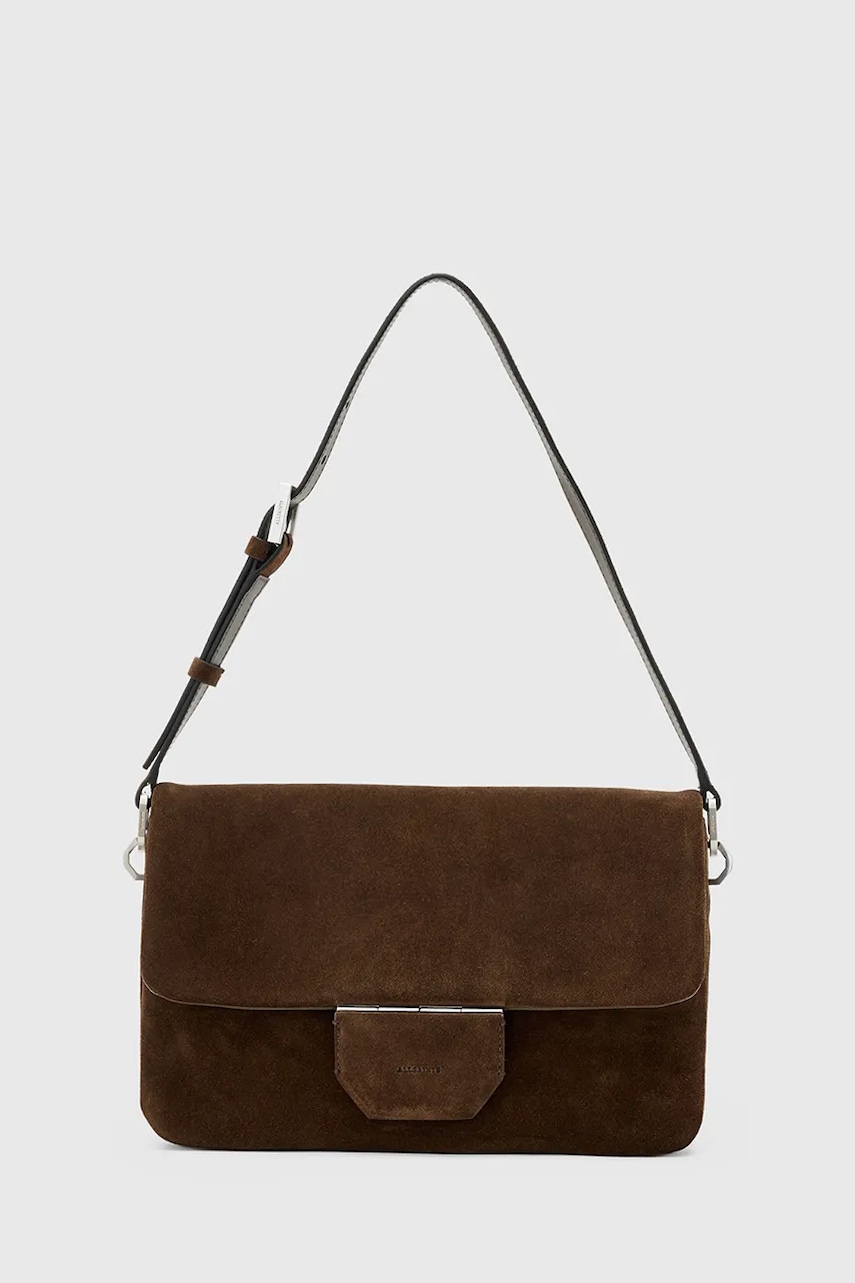 Levně Semišová kabelka AllSaints ONDINE hnědá barva, W293XD