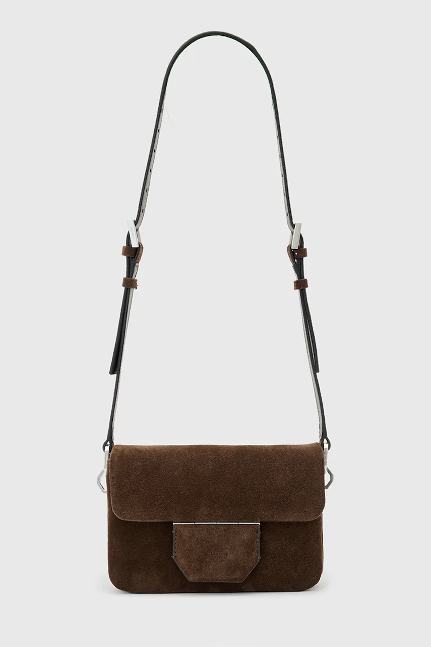 AllSaints geanta de mana din piele întoarsă JUPITER culoarea maro, W363XD