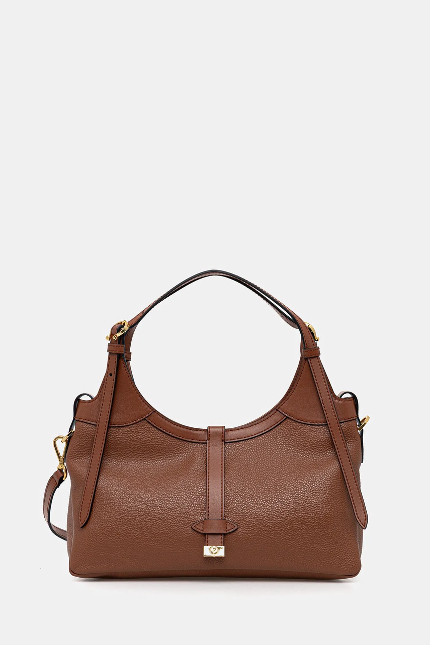 Pollini poșetă de piele culoarea maro, PC4401PP0N QA1