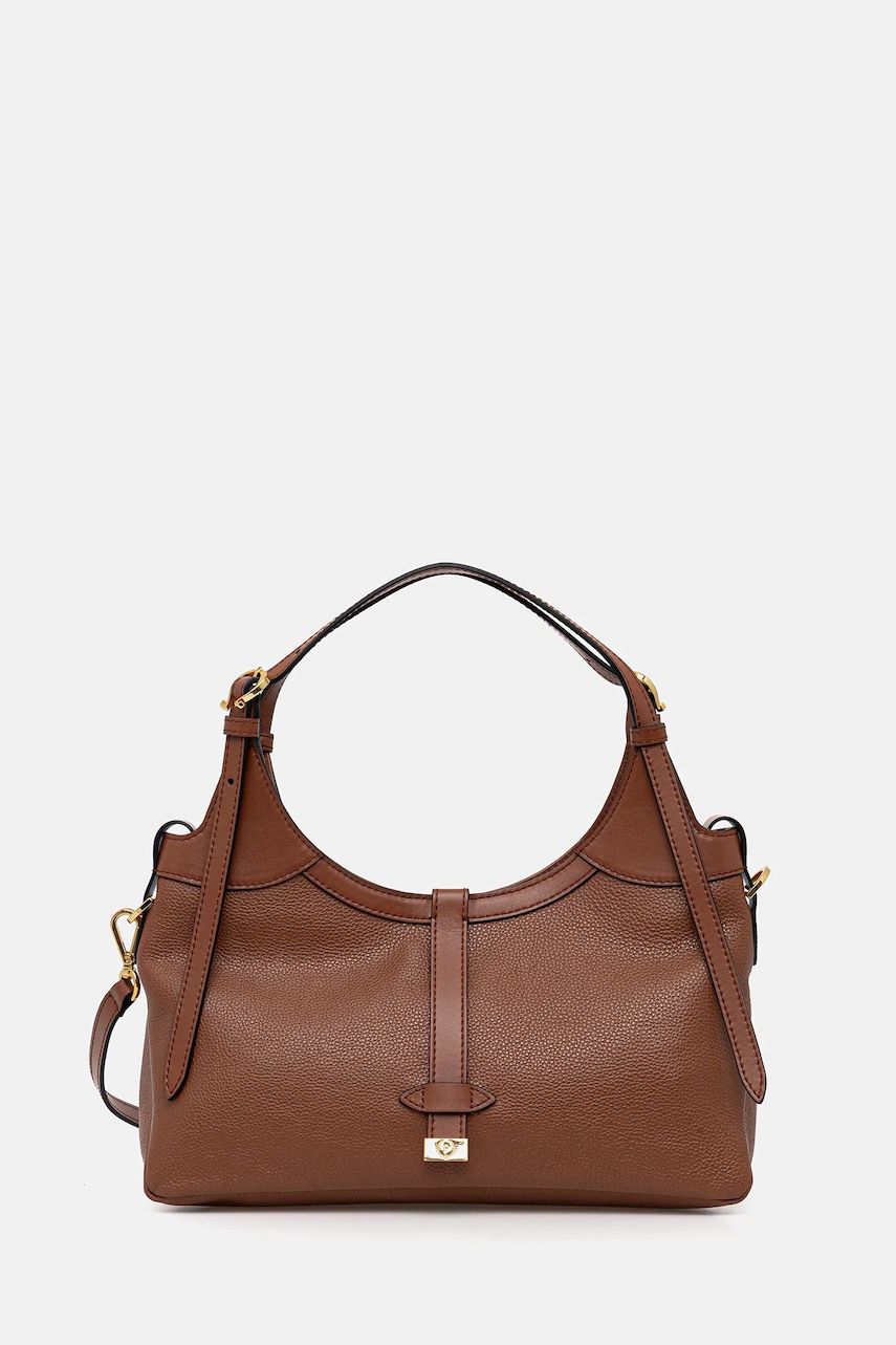 Pollini poșetă de piele culoarea maro, PC4401PP0N QA1