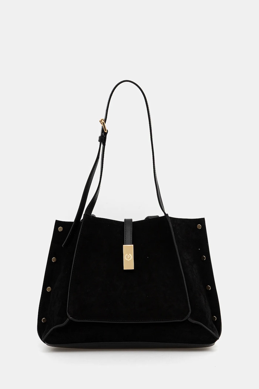 Pollini poșetă de piele culoarea negru, PC4416PP0N QI1