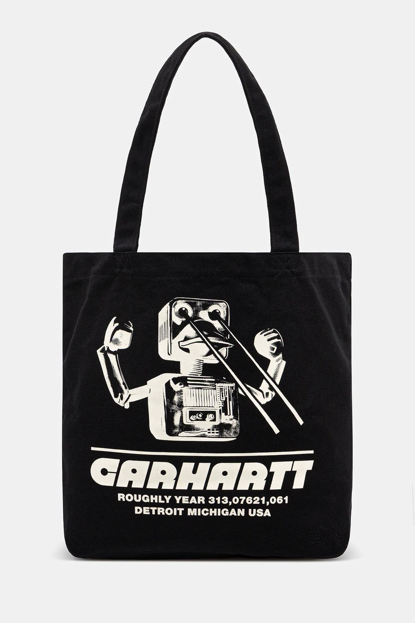 Bavlněná kabelka Carhartt WIP Canvas Graphic Tote černá barva, I033975.3ETXX