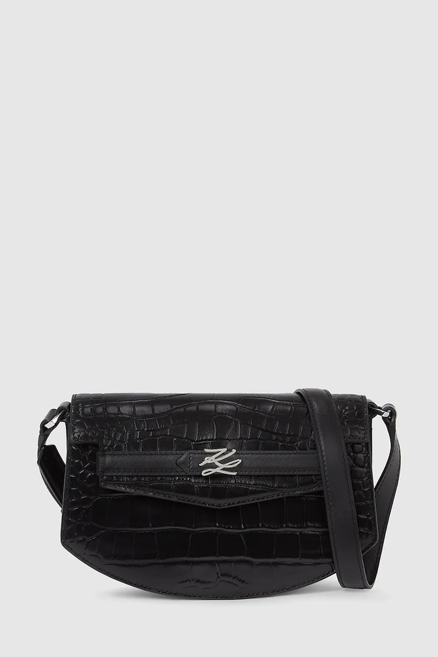 Levně Kožená kabelka Karl Lagerfeld Karl Lagerfeld Studio černá barva, A4W30135