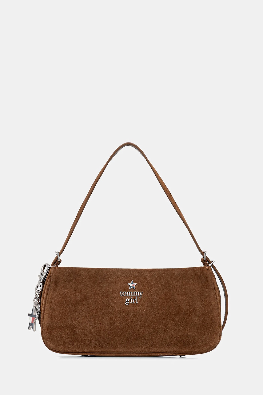 Tommy Jeans poșetă de piele culoarea maro, AW0AW18309