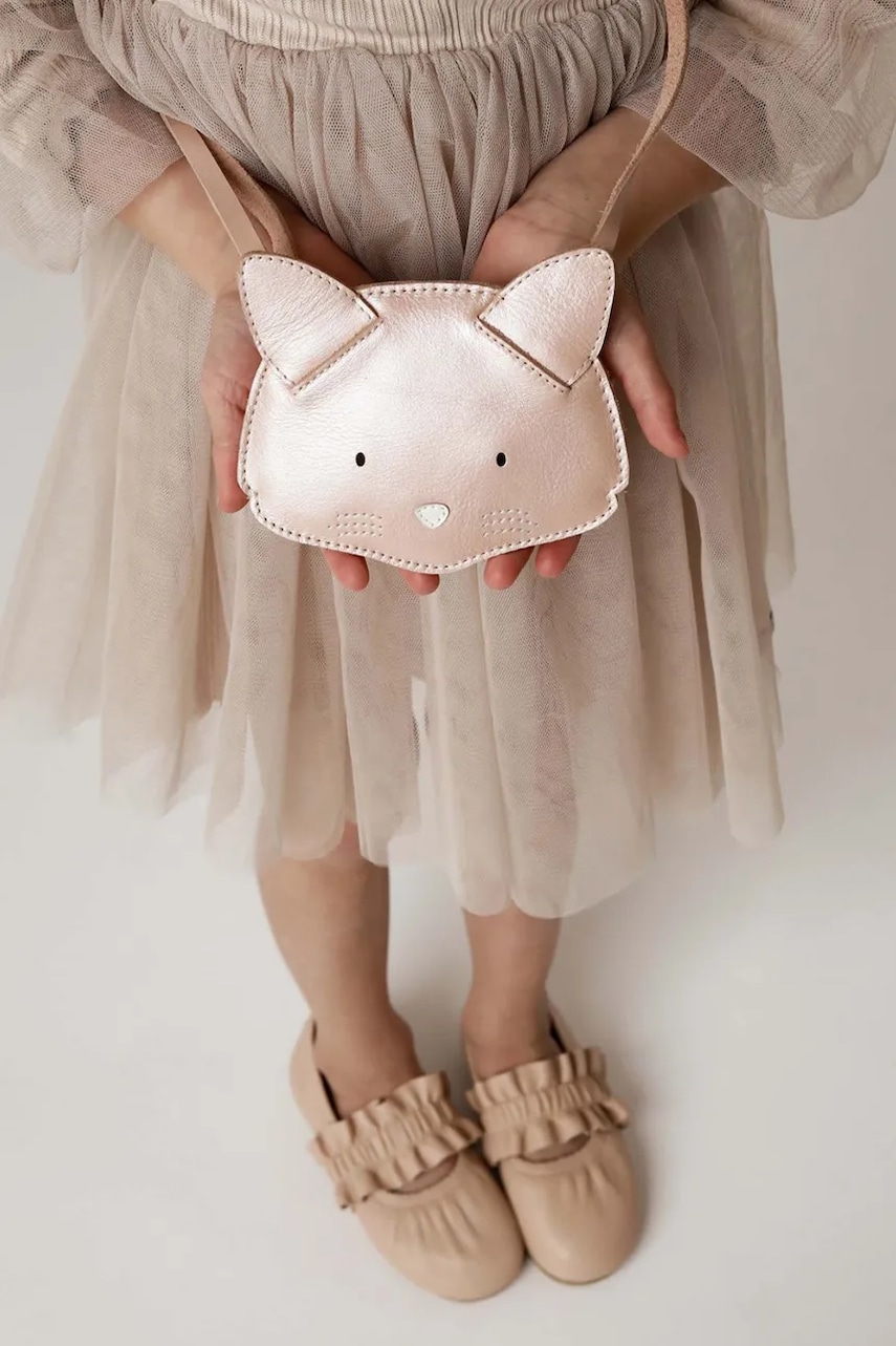 Levně Dětská kožená kabelka Donsje Blinc Purse Cat růžová barva, 5520502