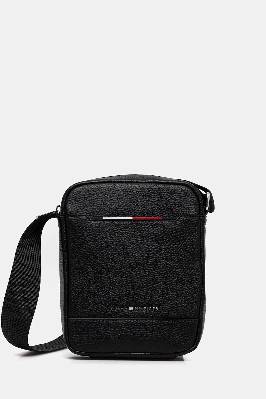 Levně Taštička Tommy Hilfiger pánská, černá barva, AM0AM13486