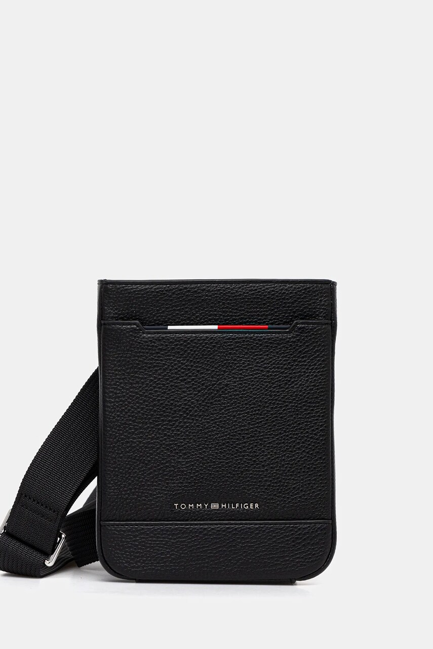 Levně Taštička Tommy Hilfiger pánská, černá barva, AM0AM13487