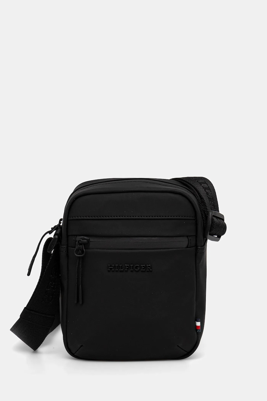 Levně Taštička Tommy Hilfiger pánská, černá barva, AM0AM13498