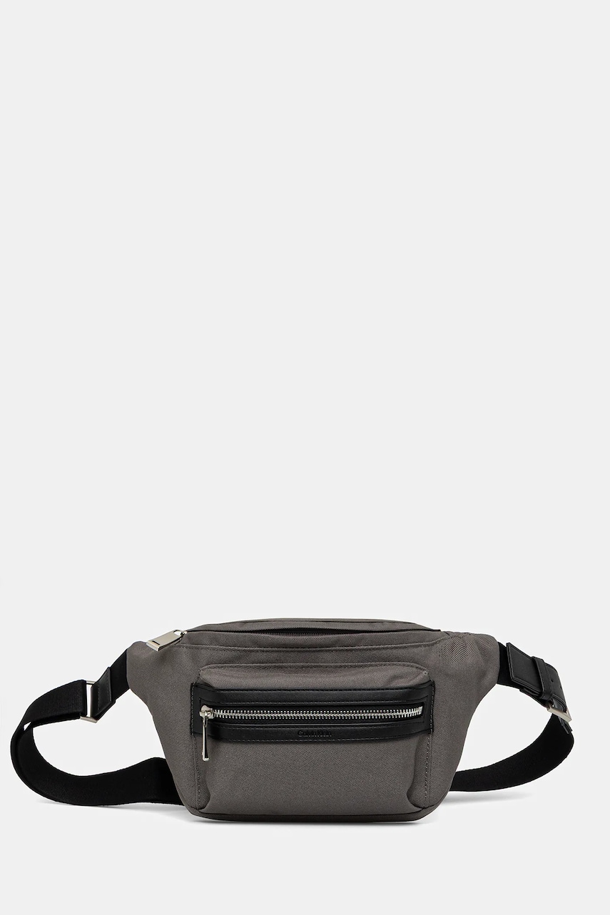 Levně Ledvinka Calvin Klein šedá barva, LV04D3073G