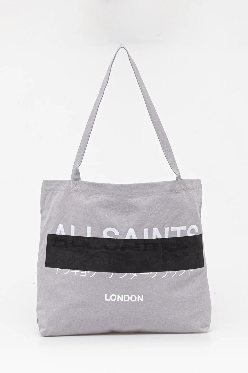 AllSaints geanta de bumbac REDACT culoarea gri, M093XC