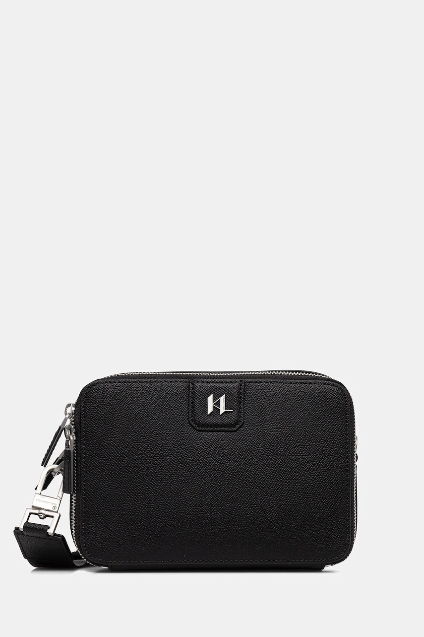 Karl Lagerfeld borseta de piele K/MONOGRAM culoarea negru, A3M30157