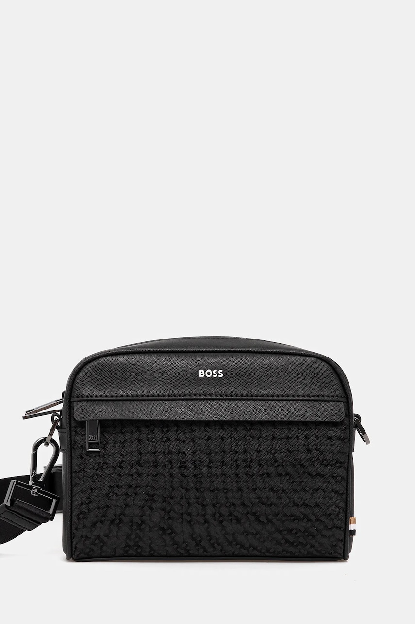 BOSS poșetă de piele culoarea negru, 50548202