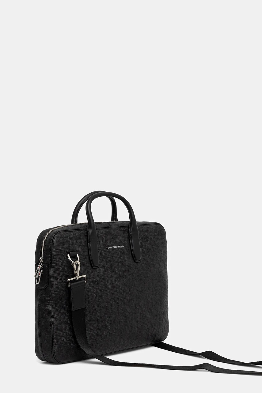 Кожаная сумка для ноутбука Tommy Hilfiger цвет чёрный AM0AM13642