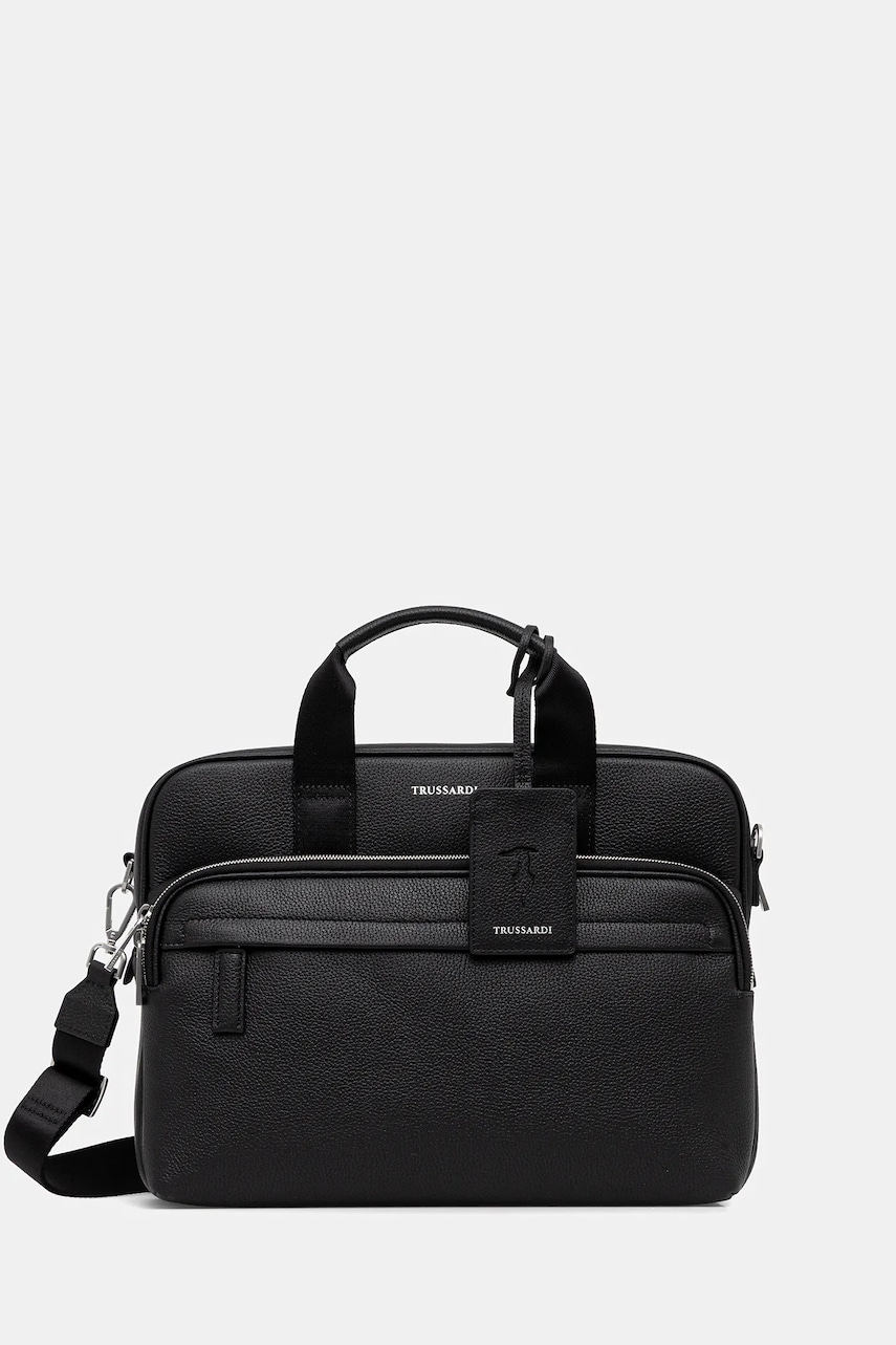 Trussardi geantă de piele culoarea negru, Z587E005964N