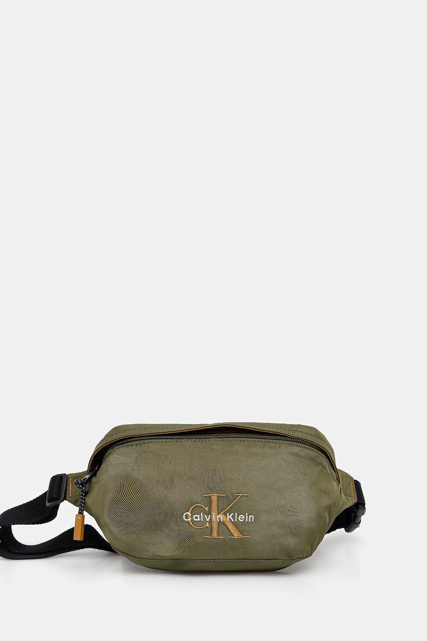 Levně Ledvinka Calvin Klein zelená barva, LV04D3116G