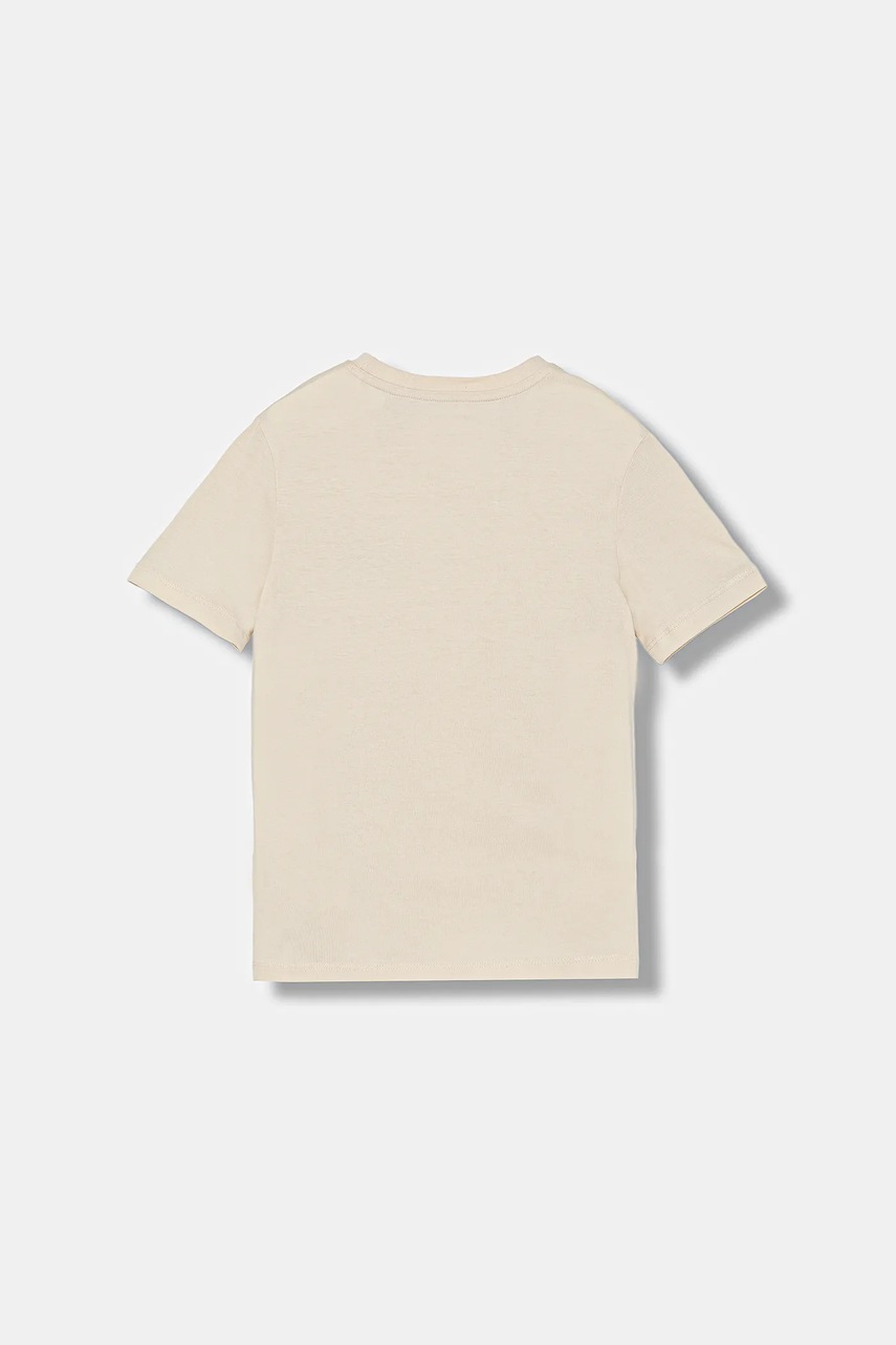 Детская хлопковая футболка Calvin Klein Jeans цвет бежевый с принтом IB0IB02544 Детская хлопковая футболка Calvin Klein Jeans цвет бежевый с принтом IB0IB02544