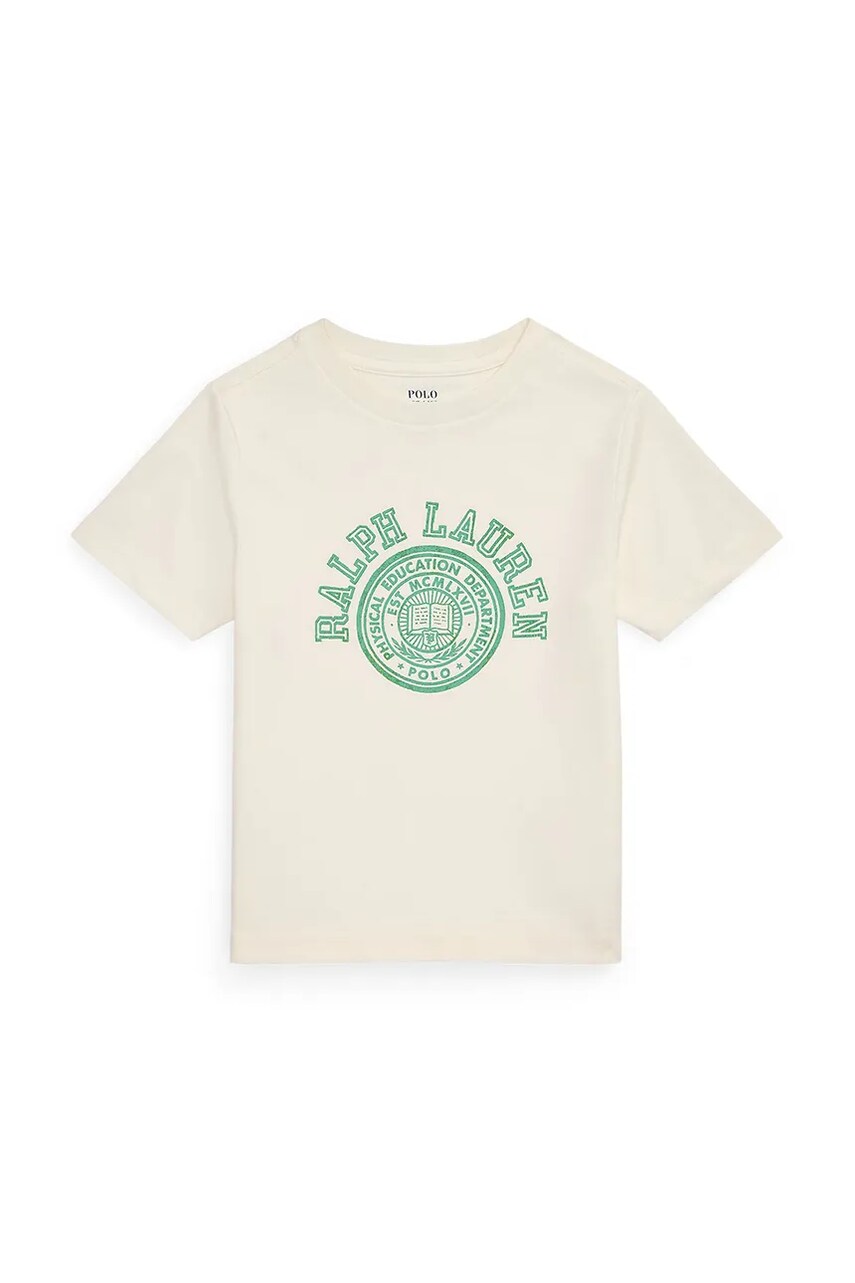 Levně Bavlněné tričko Polo Ralph Lauren bílá barva, s potiskem, 322971317001
