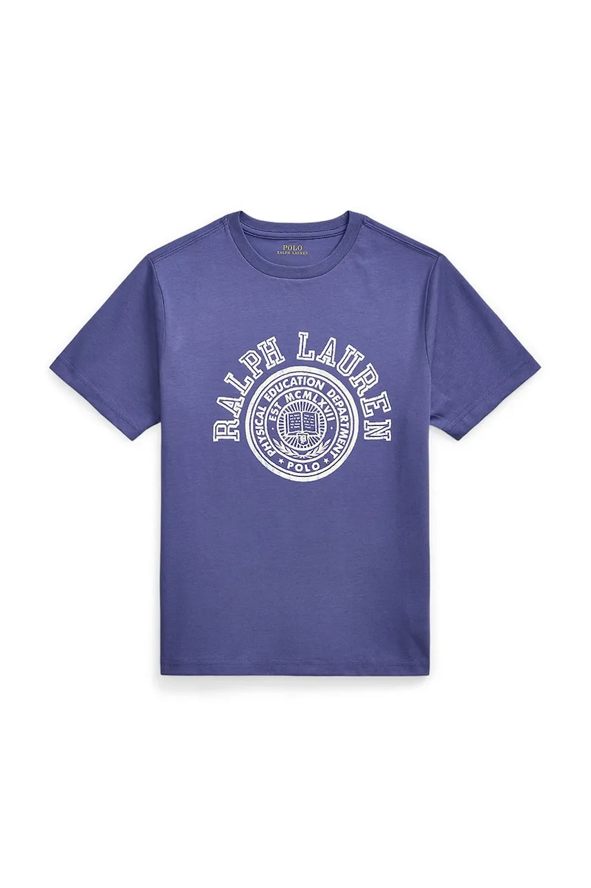 Levně Bavlněné tričko Polo Ralph Lauren tmavomodrá barva, s potiskem, 323971317002
