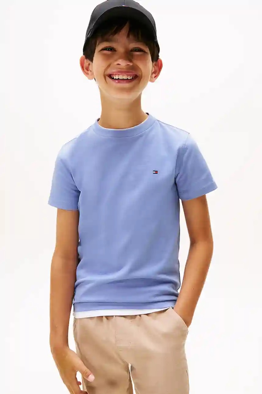 

Детска памучна тениска Tommy Hilfiger, Син