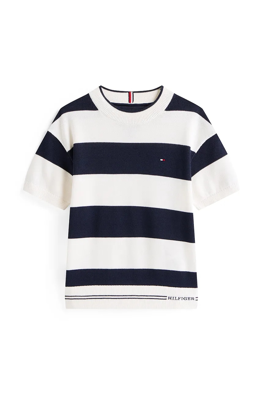 Детская хлопковая футболка Tommy Hilfiger цвет синий узор KB0KB09809 Детская хлопковая футболка Tommy Hilfiger цвет синий узор KB0KB09809