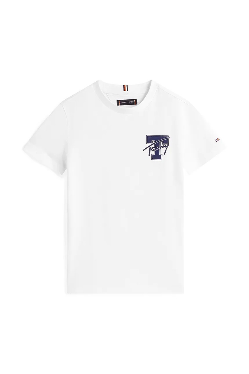 Детская хлопковая футболка Tommy Hilfiger цвет белый с принтом KB0KB09868 Детская хлопковая футболка Tommy Hilfiger цвет белый с принтом KB0KB09868