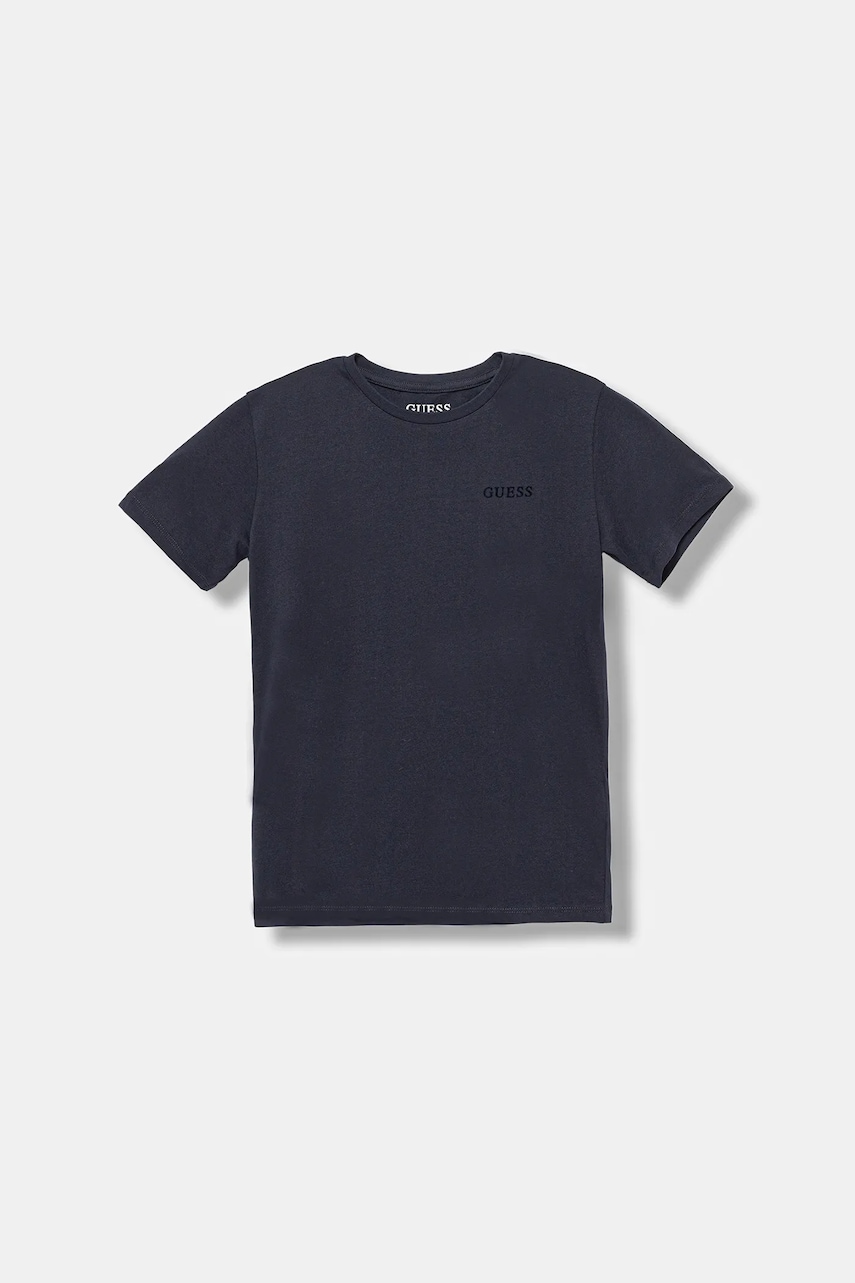 Levně Dětské bavlněné tričko Guess tmavomodrá barva, s aplikací, L5YI39 K8HM4