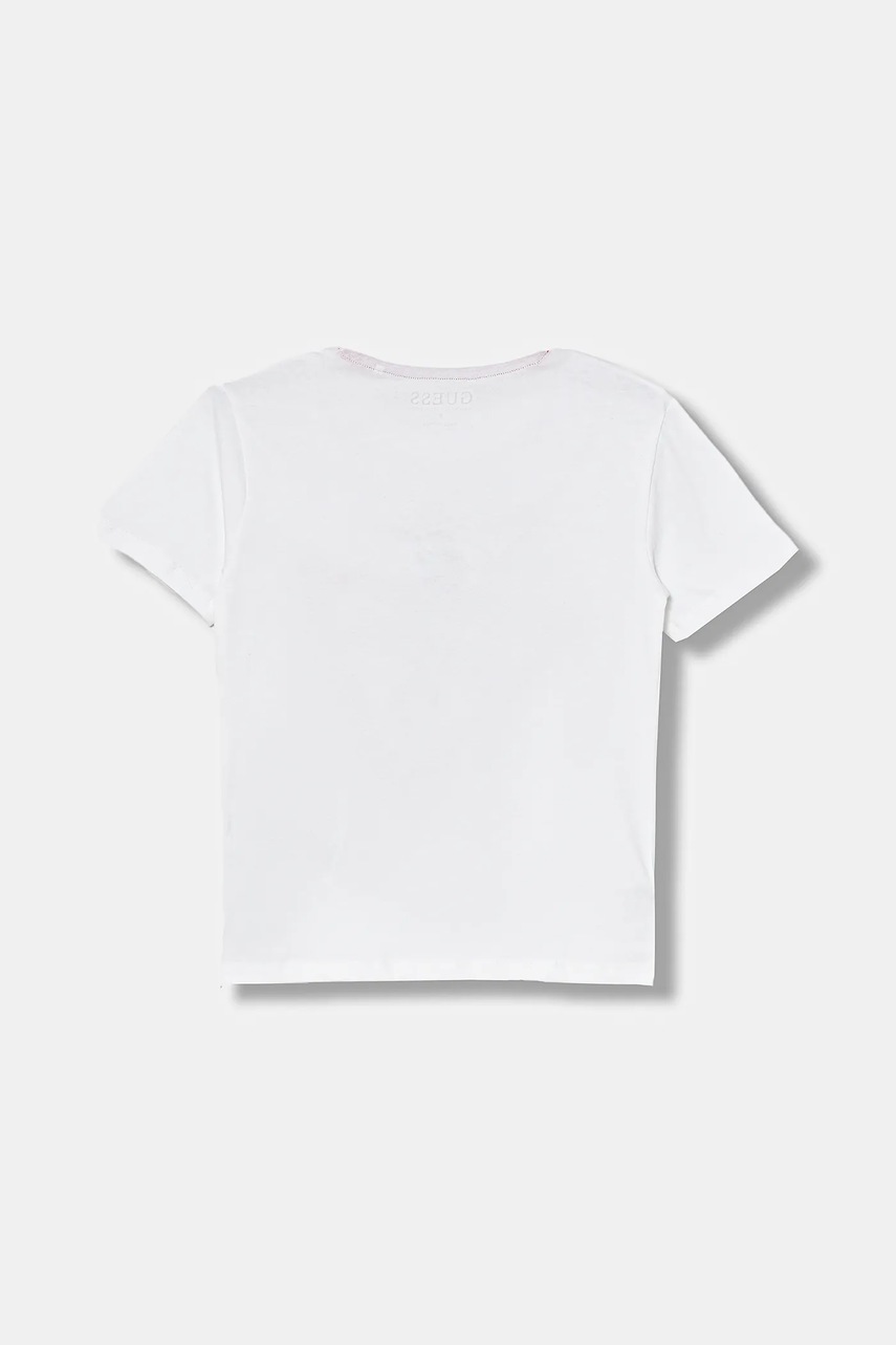 Детская хлопковая футболка Guess цвет белый с принтом N5YI00 K8HM4 Детская хлопковая футболка Guess цвет белый с принтом N5YI00 K8HM4