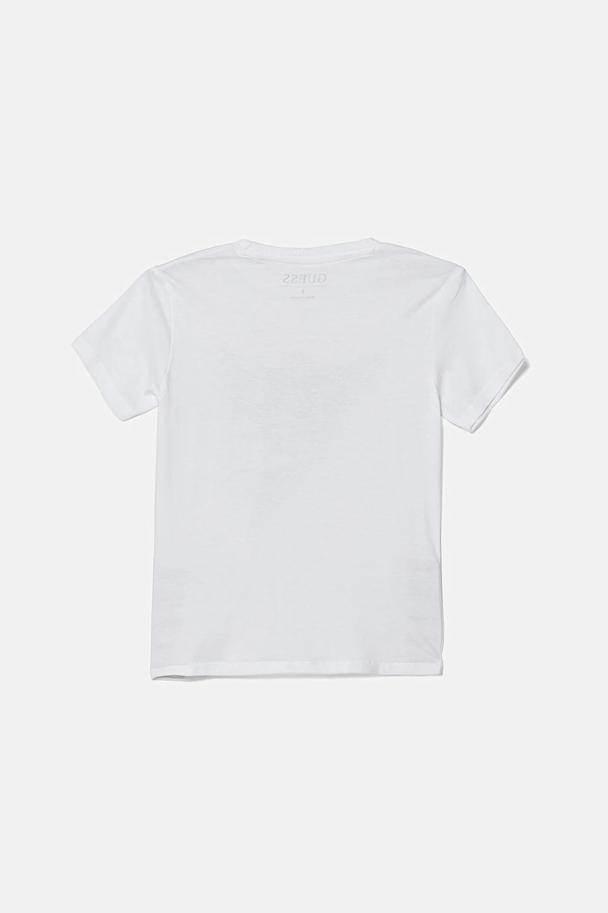 Детская хлопковая футболка Guess цвет белый с принтом N5YI02 K8HM4 Детская хлопковая футболка Guess цвет белый с принтом N5YI02 K8HM4
