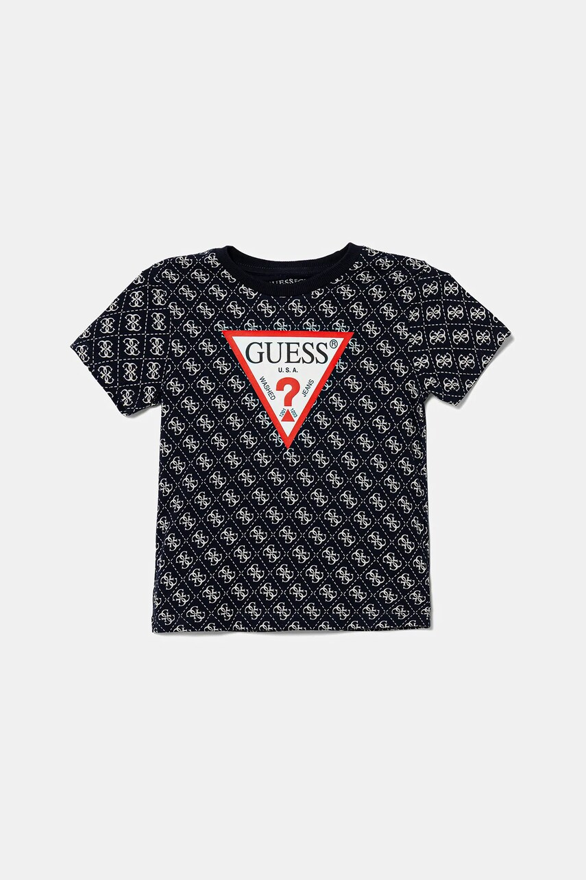 Levně Dětské bavlněné tričko Guess tmavomodrá barva, N5YI04 K8HM4