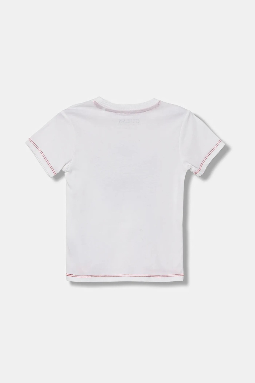 Детская хлопковая футболка Guess цвет белый с принтом N5YI12 K8HM0 Детская хлопковая футболка Guess цвет белый с принтом N5YI12 K8HM0