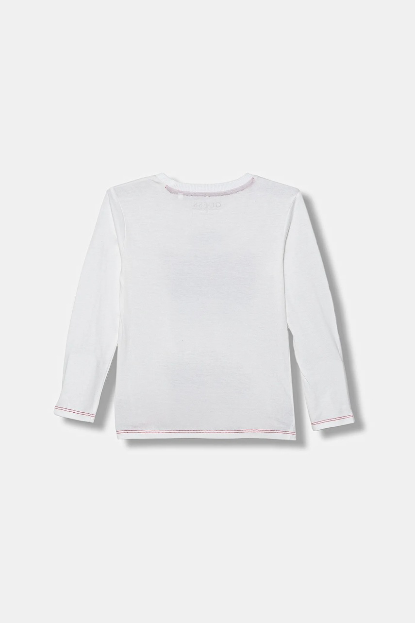 Хлопковый детский лонгслив Guess цвет белый с принтом N5YI13 K8HM0 Хлопковый детский лонгслив Guess цвет белый с принтом N5YI13 K8HM0