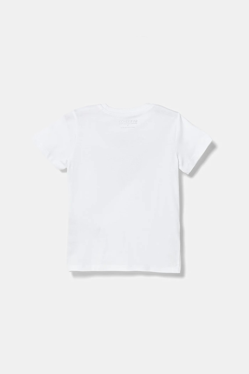 Детская хлопковая футболка Guess цвет белый с принтом N5YI16 K8HM4 Детская хлопковая футболка Guess цвет белый с принтом N5YI16 K8HM4