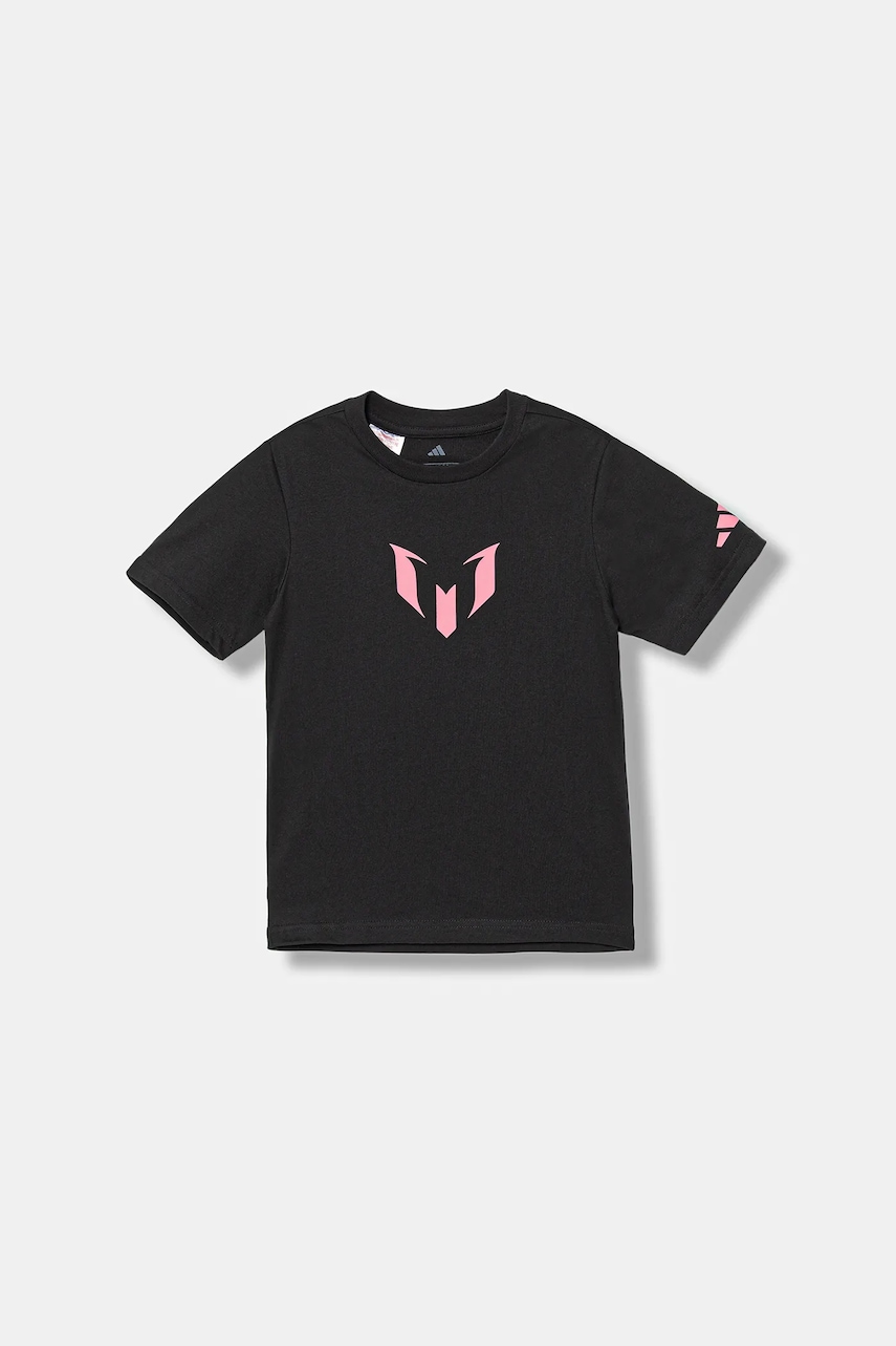 Детская хлопковая футболка adidas Performance MESSI цвет чёрный с принтом JM8950 Детская хлопковая футболка adidas Performance MESSI цвет чёрный с принтом JM8950