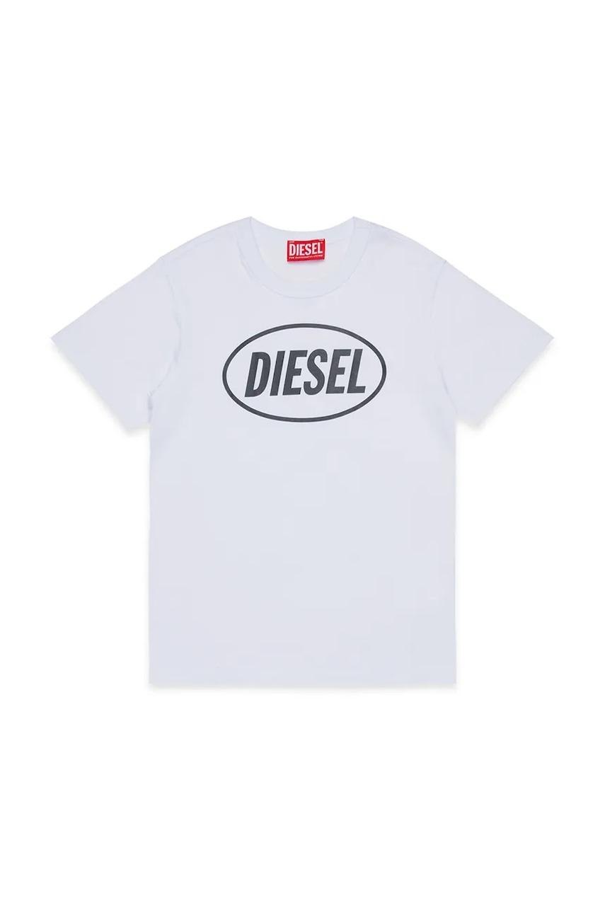 Diesel tricou de bumbac pentru copii TUNDRA T-SHIRT culoarea alb, cu imprimeu, J02464