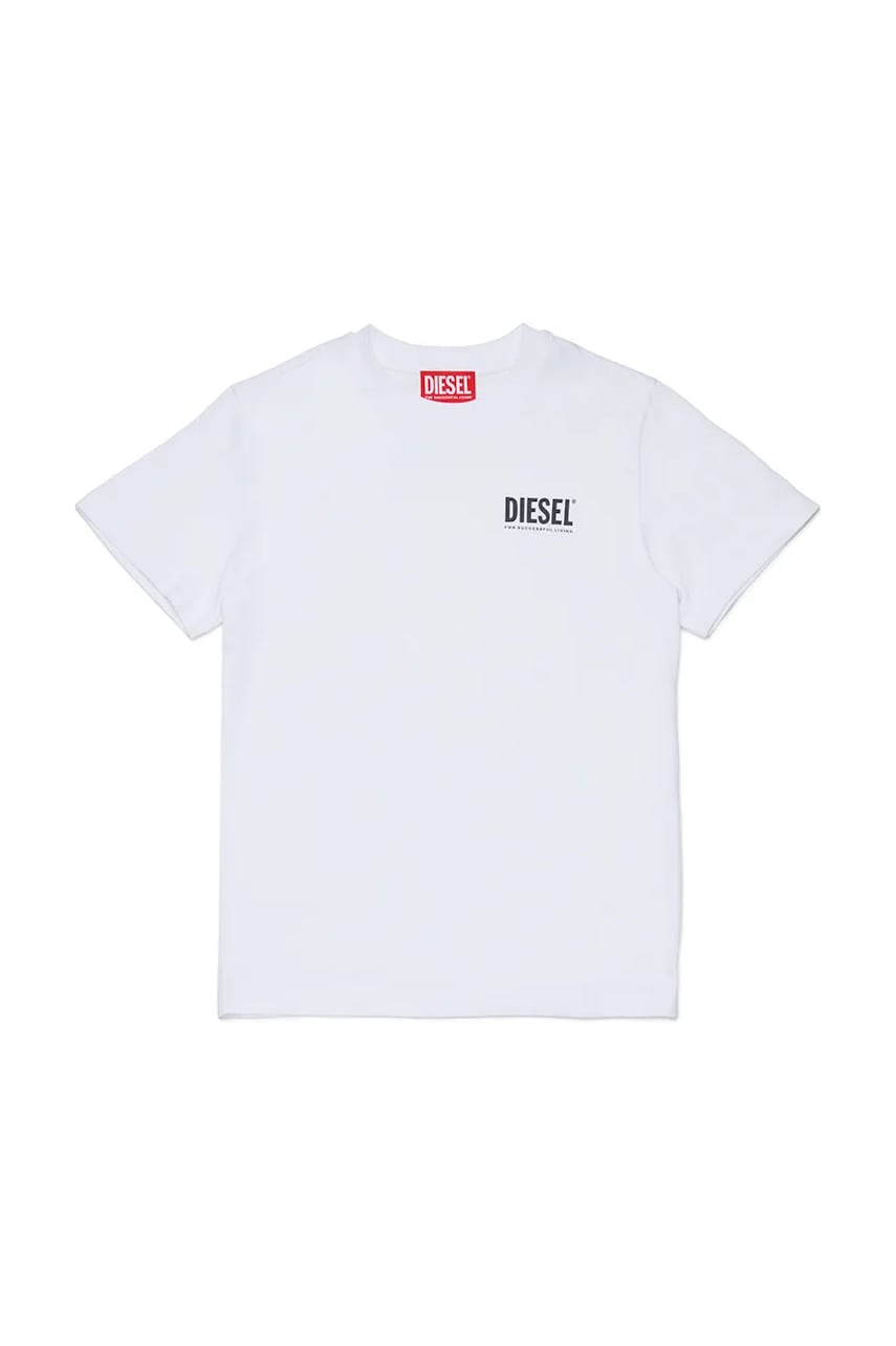 Diesel tricou de bumbac pentru copii UTILLO UW T-SHIRT culoarea alb, uni, J02504