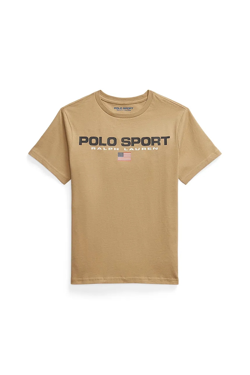 Levně Dětské bavlněné tričko Polo Ralph Lauren zelená barva, s potiskem, 323837629007