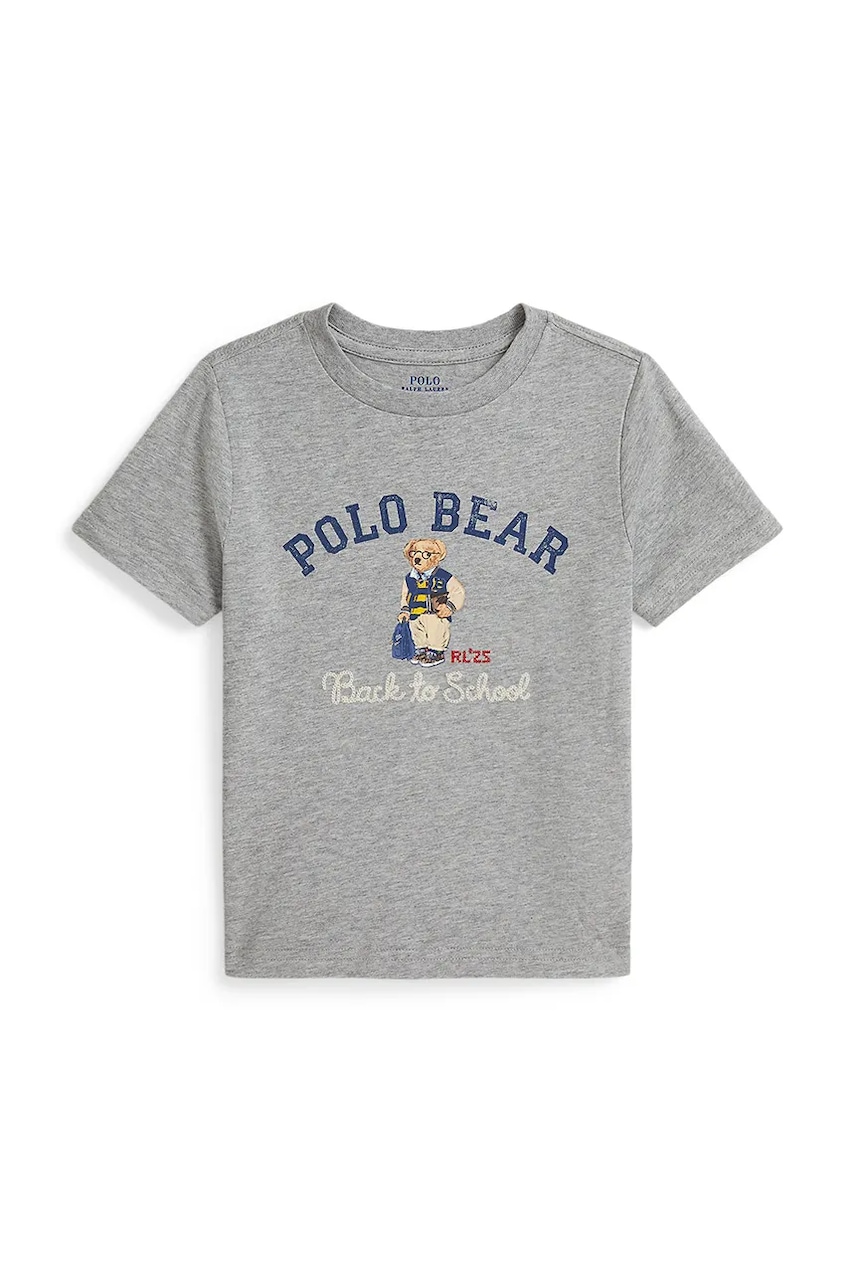Хлопковая футболка Polo Ralph Lauren цвет серый с принтом 322981178001 Хлопковая футболка Polo Ralph Lauren цвет серый с принтом 322981178001