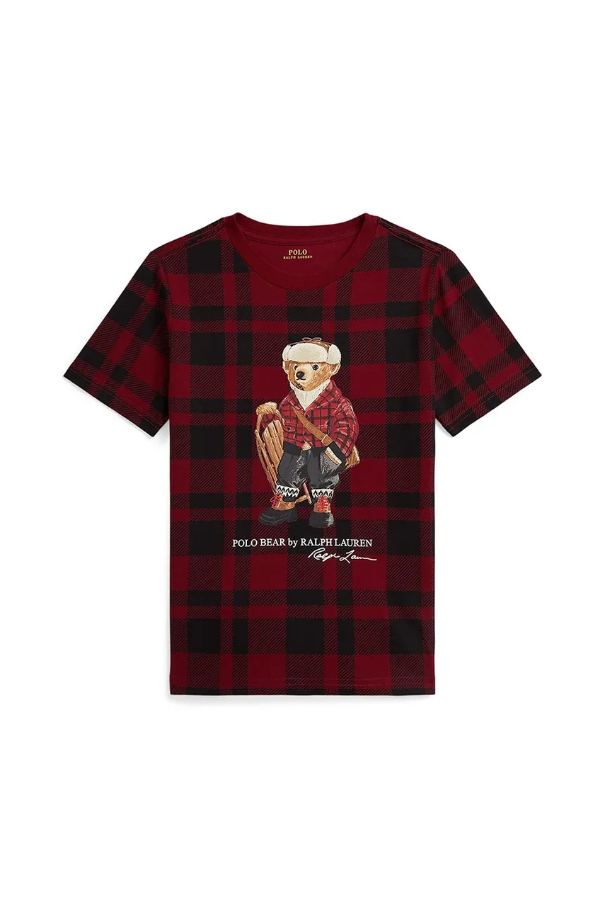 Levně Dětské bavlněné tričko Polo Ralph Lauren červená barva, s potiskem, 322981259001