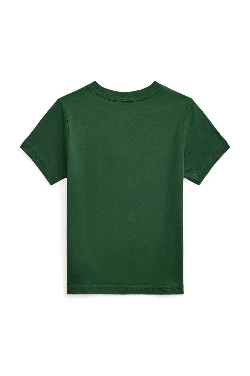 Детская хлопковая футболка Polo Ralph Lauren цвет зелёный с принтом 322981260002