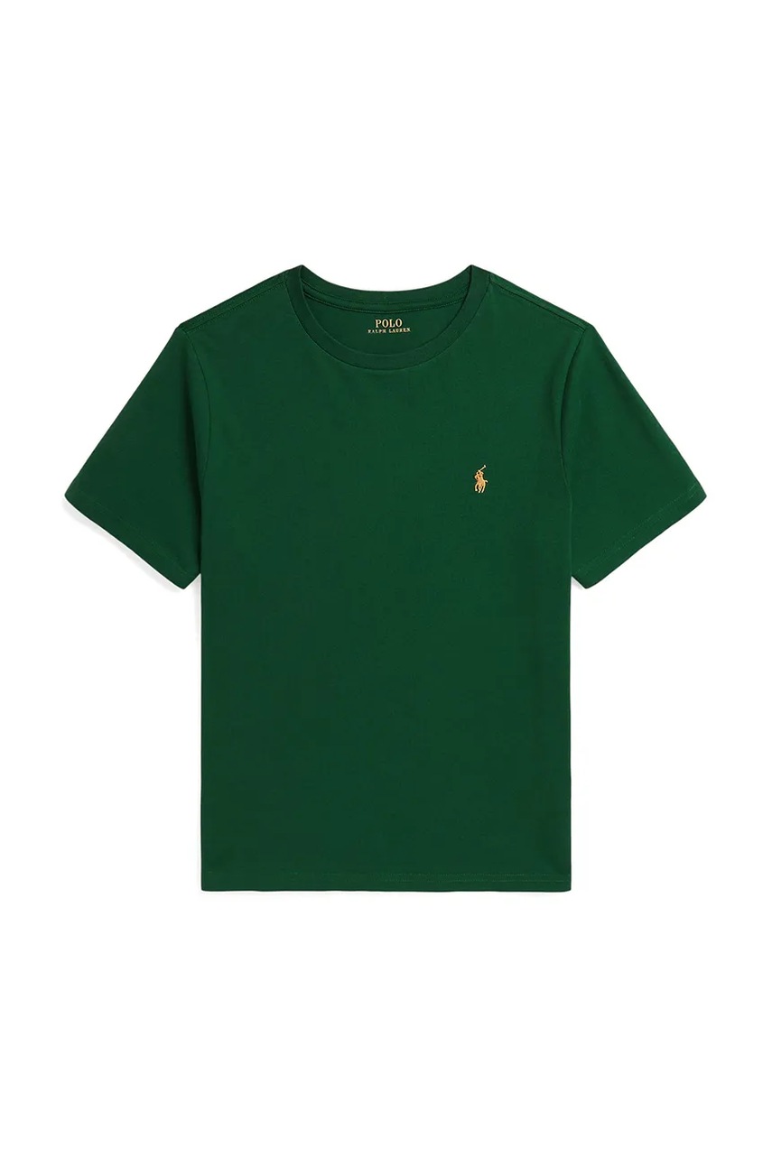 Levně Dětské bavlněné tričko Polo Ralph Lauren zelená barva, 323832904196