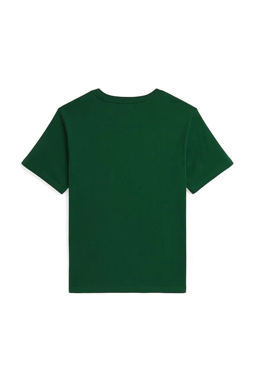 Детская хлопковая футболка Polo Ralph Lauren цвет зелёный однотонная 323832904196 Детская хлопковая футболка Polo Ralph Lauren цвет зелёный однотонная 323832904196