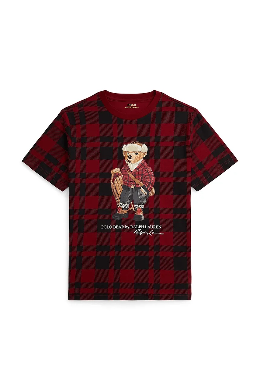 Levně Dětské bavlněné tričko Polo Ralph Lauren červená barva, 323981259001